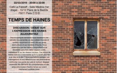 Débat public organisé le 22 mars 2019 à Paris par le RPH-Ecole de psychanalyse : Temps de haines